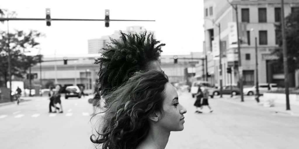 grayscale photography of woman face